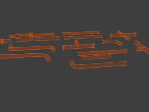 Rusted pipe pack 3D Model