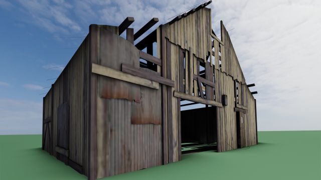 Rusted Wooden hut 3D Model .c4d .max .obj .3ds .fbx .stl .blend 