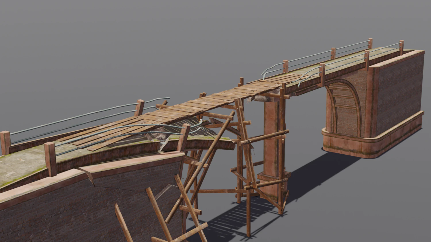 Broken Bridge 3D Model .c4d .max .obj .3ds .fbx .stl .blend 