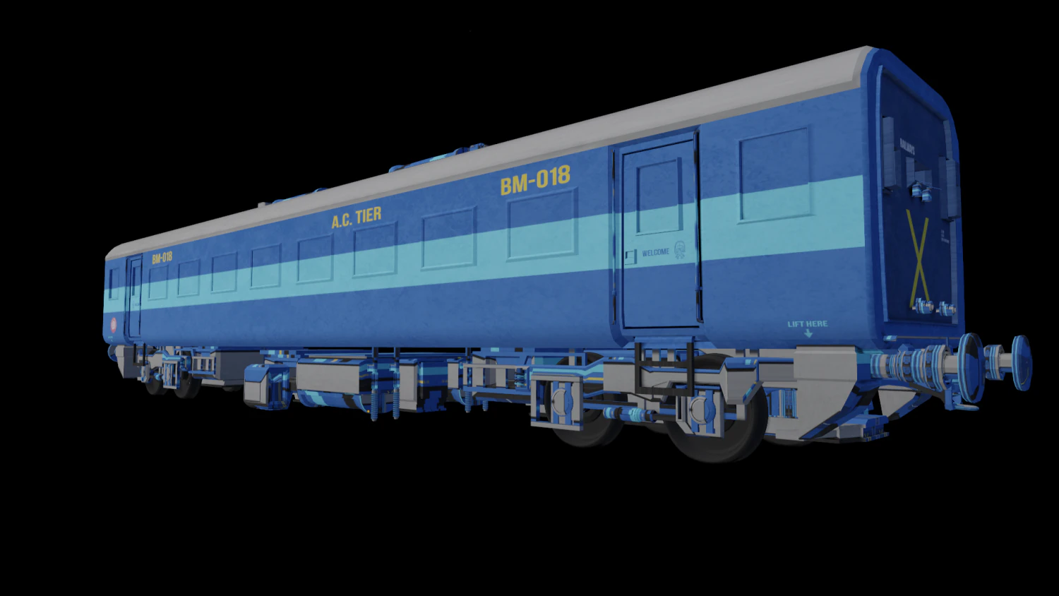 Indiase treincoach 3D Model .c4d .max .obj .3ds .fbx .stl .blend 