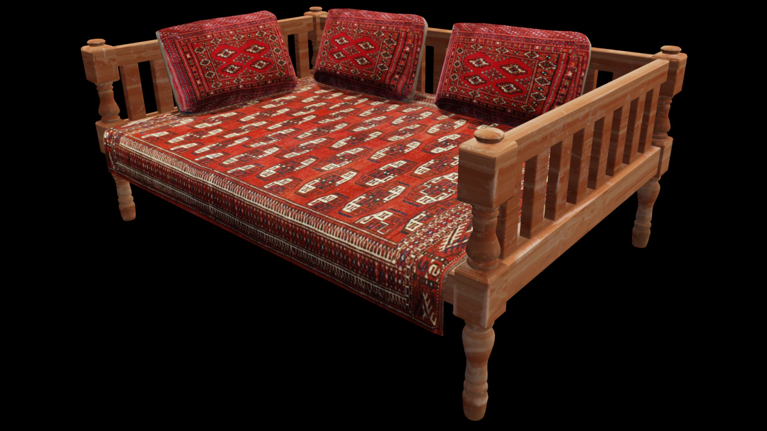 Dabha Bed 3D Model .c4d .max .obj .3ds .fbx .stl .blend 