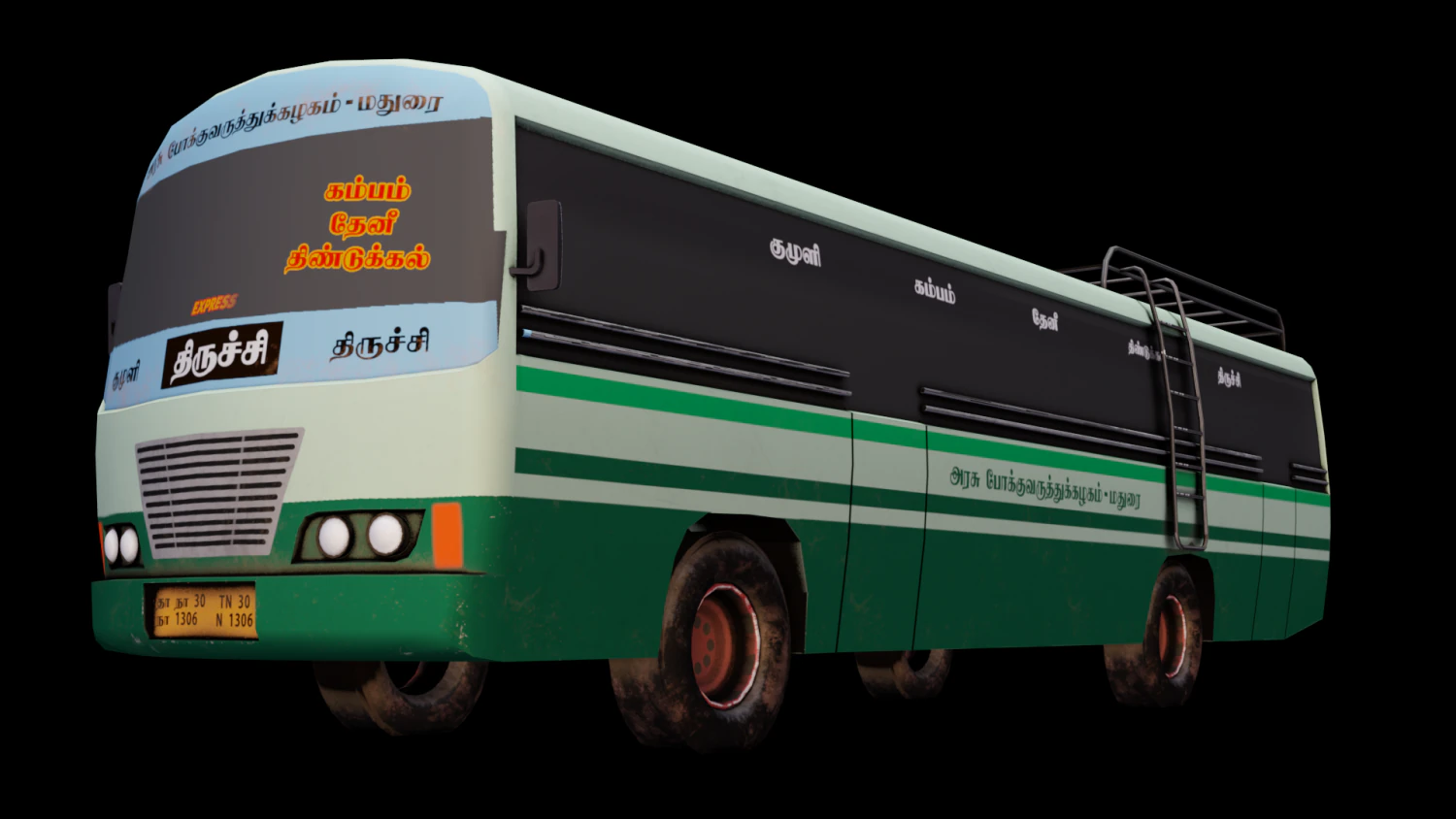 South Indian Bus model 3D Model .c4d .max .obj .3ds .fbx .stl .blend