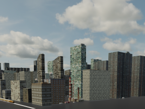 Full City Buildings detailed 3D Модель