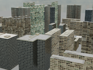 Full City Buildings detailed 3D Модель