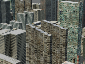 Full City Buildings detailed 3D Модель