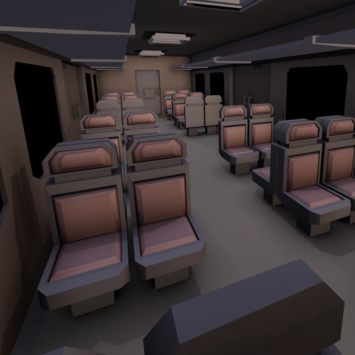 Внутреннее сиденье поезда 3D Модель .c4d .max .obj .3ds .fbx .stl .blend 