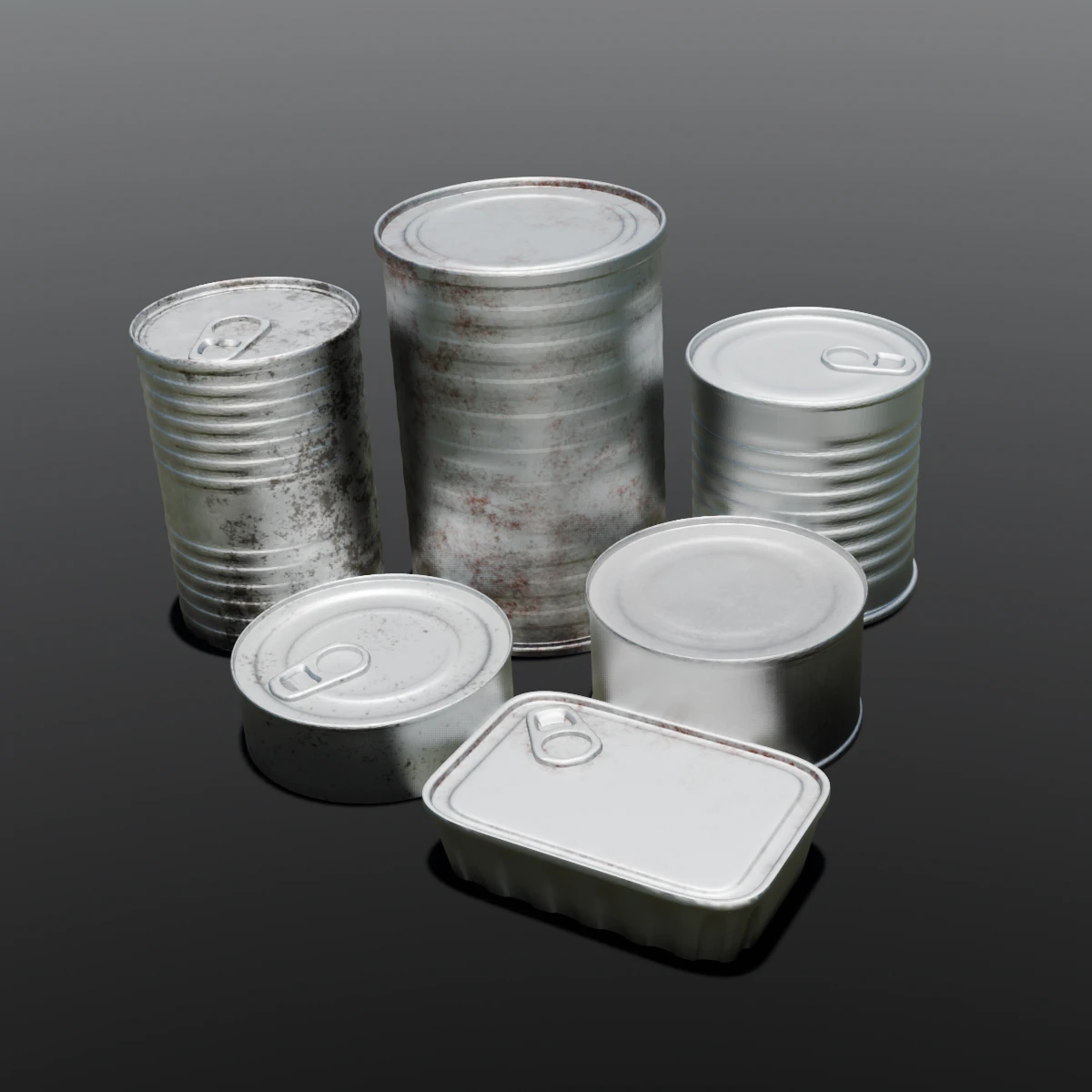 Металлические банки 3D Модель .c4d .max .obj .3ds .fbx .stl .blend 