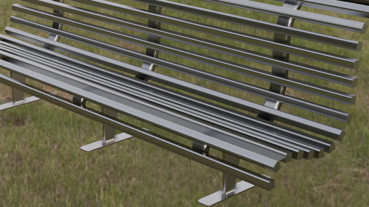 Steel Bench 3D Model .c4d .max .obj .3ds .fbx .stl .blend