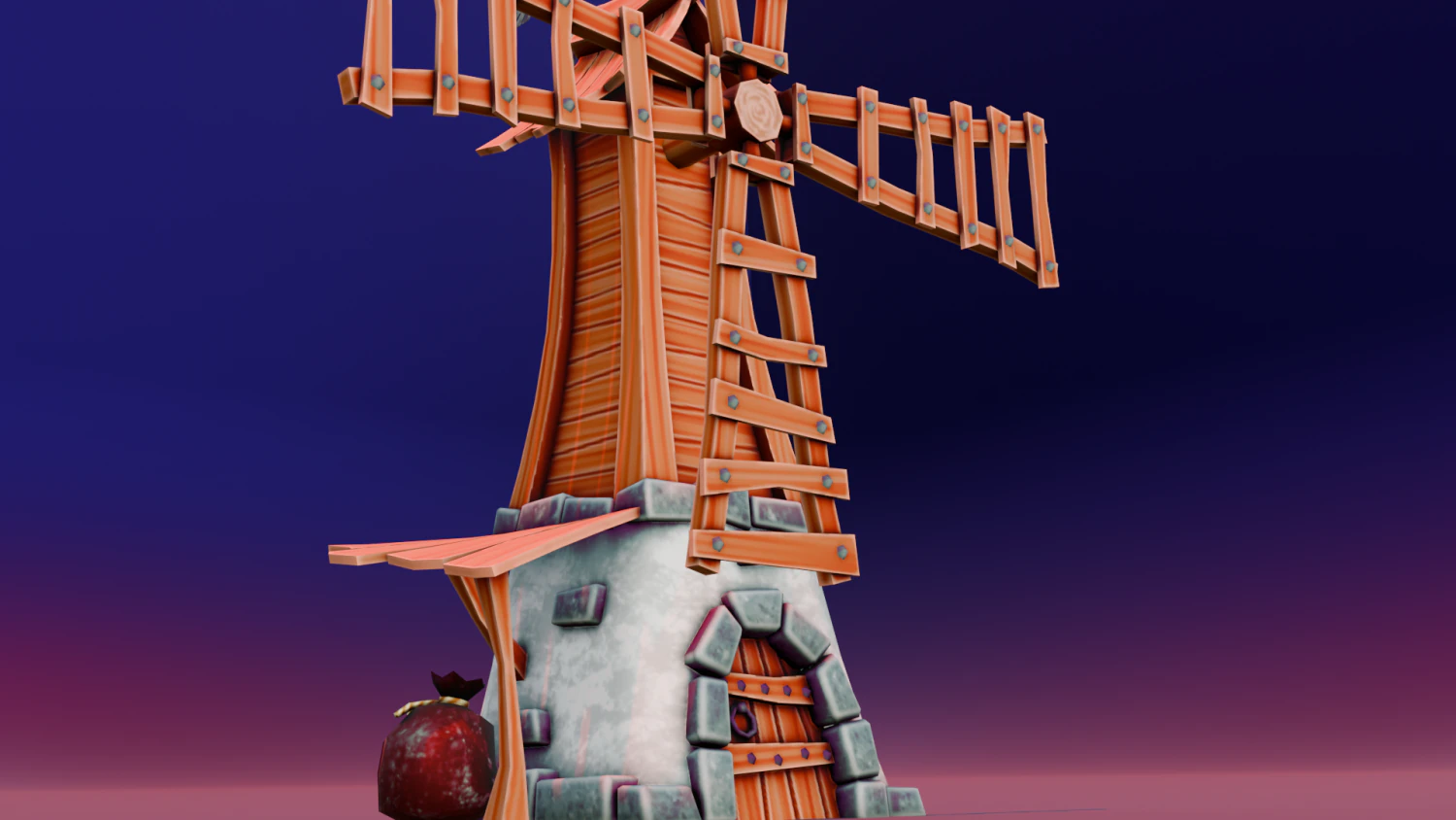 Cartoon Windmill 3D Model .c4d .max .obj .3ds .fbx .stl .blend