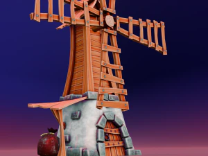 Wiatrak z kresk&oacute;wek Model 3D