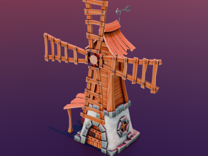 Cartoon Windmill Model 3D