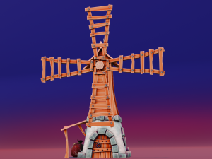 Cartoon Windmill Model 3D