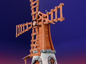 Cartoon Windmill Model 3D