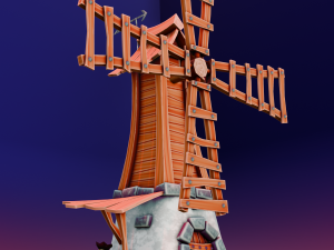 Cartoon Windmill Model 3D