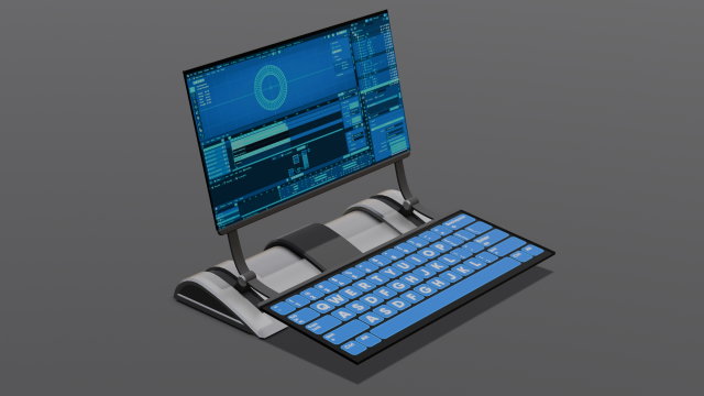 Professional 3D Sci-Fi Laptop Model Model 3D .c4d .max .obj .3ds .fbx .stl .blend 