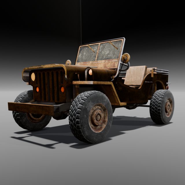 Rusted old Jeep 3D 모델 .c4d .max .obj .3ds .fbx .stl .blend 