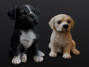 2匹の犬 3Dモデル