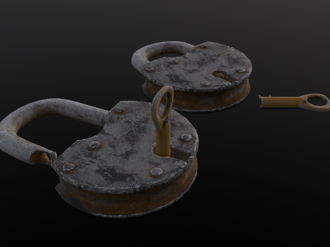 Rusted Lock and Key 3D Model