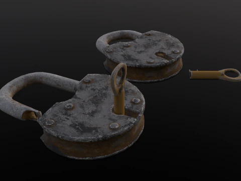 Rusted Lock and Key 3D Model