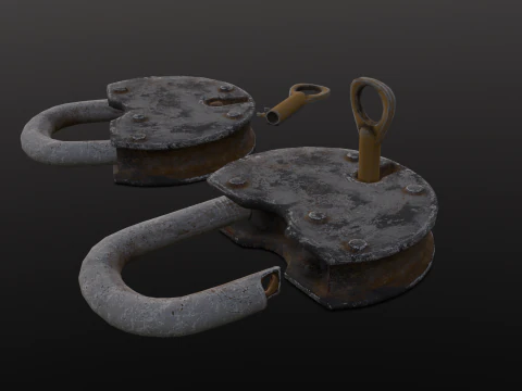 Rusted Lock and Key 3D Model