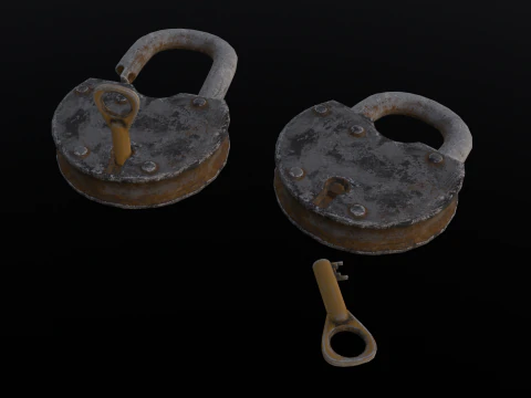 Rusted Lock and Key 3D Model