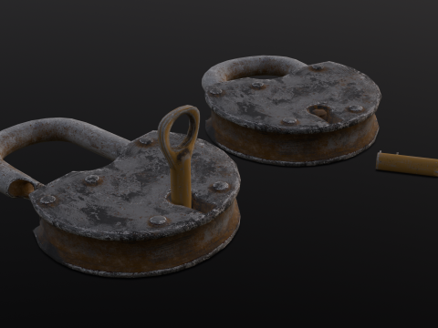Rusted Lock and Key 3D Model