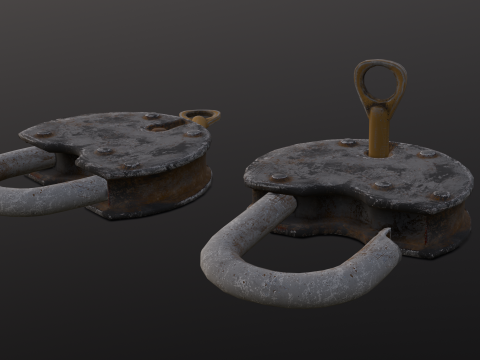 Rusted Lock and Key 3D Model