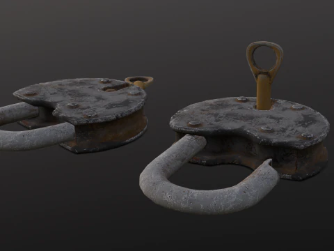Rusted Lock and Key 3D Model