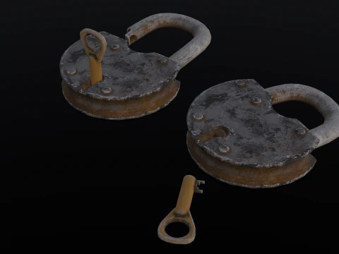 Rusted Lock and Key 3D Model