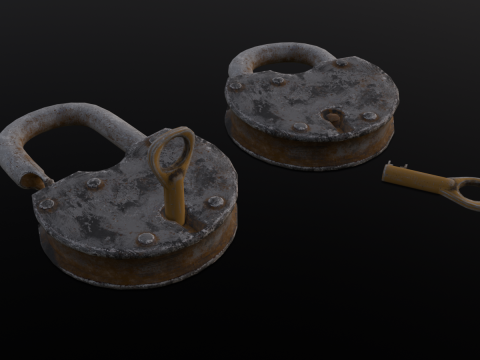 Rusted Lock and Key 3D Model