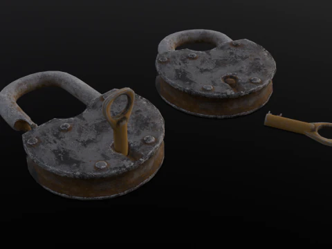 Rusted Lock and Key 3D Model