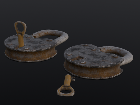 Rusted Lock and Key 3D Model