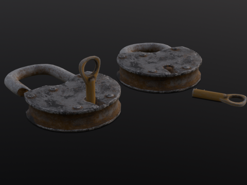 Rusted Lock and Key 3D Model