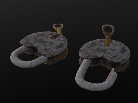 Rusted Lock and Key 3D Model