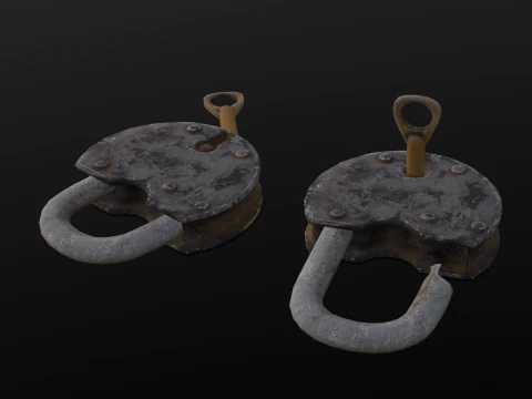Rusted Lock and Key 3D Model