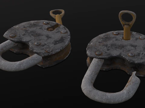 Rusted Lock and Key 3D Model