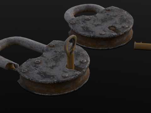 Rusted Lock and Key 3D Model