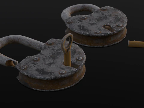 Rusted Lock and Key 3D Model