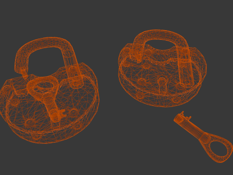 Rusted Lock and Key 3D Model