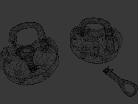 Rusted Lock and Key 3D Model