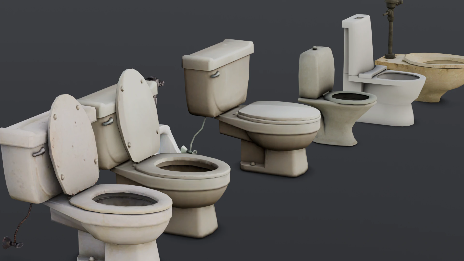 Toilet Pack 3D Model .c4d .max .obj .3ds .fbx .stl .blend 