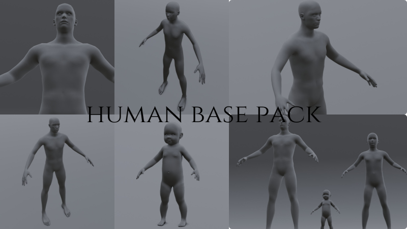 Human Family Base Pack Model 3D .c4d .max .obj .3ds .fbx .stl .blend 