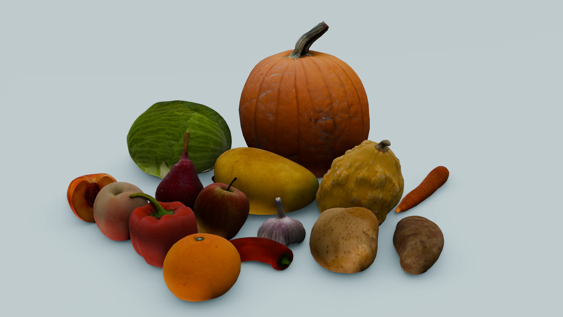 Fruits and Vegetables Pack 3D Model .c4d .max .obj .3ds .fbx .stl .blend