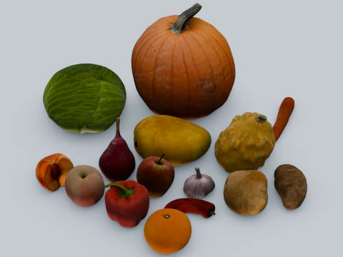 Fruits and Vegetables Pack 3D Model