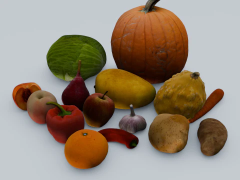 Fruits and Vegetables Pack 3D Model
