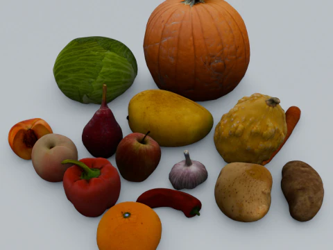 Fruits and Vegetables Pack 3D Model