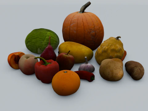 Fruits and Vegetables Pack 3D Model