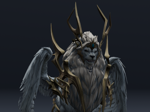 Seraphic Roar beast Animated Rigged Modello 3D