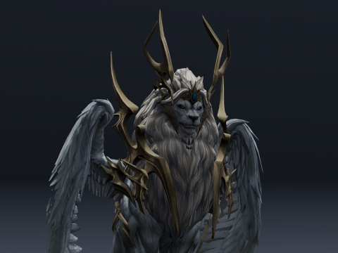 Seraphic Roar beast Animated Rigged 3D Model