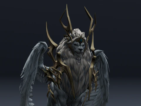 B&ecirc;te s&eacute;raphique rugissante anim&eacute;e gr&eacute;&eacute;e Modèle 3D